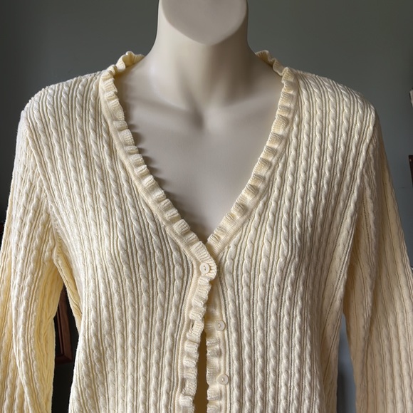 VTG JEANNE PIERRE Y2K SNUG CROPPED YELLOW SWEATER SIZE MEDIUM - Picture 3 of 12